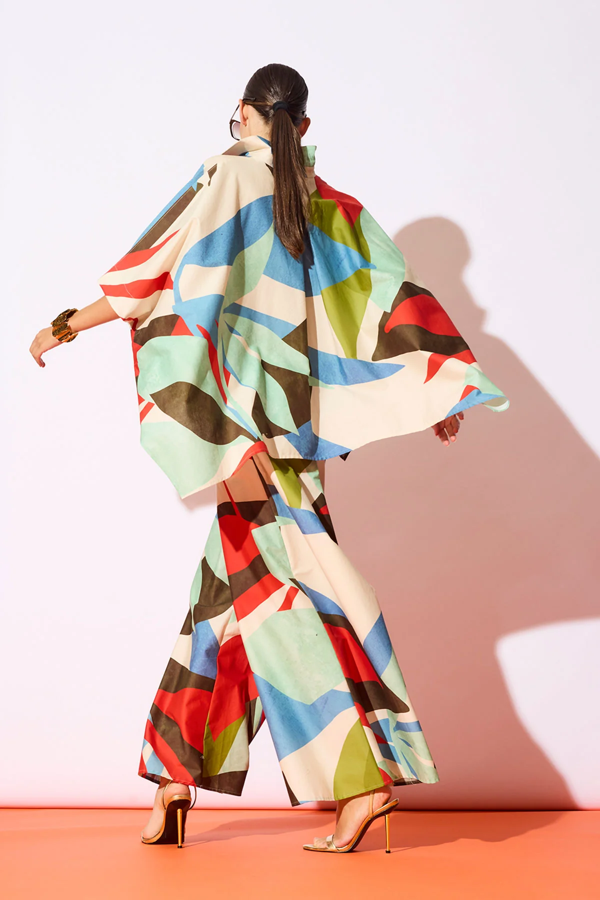 Abstract Palm Cotton Poplin Pull On Palazzo Pants - Image 4