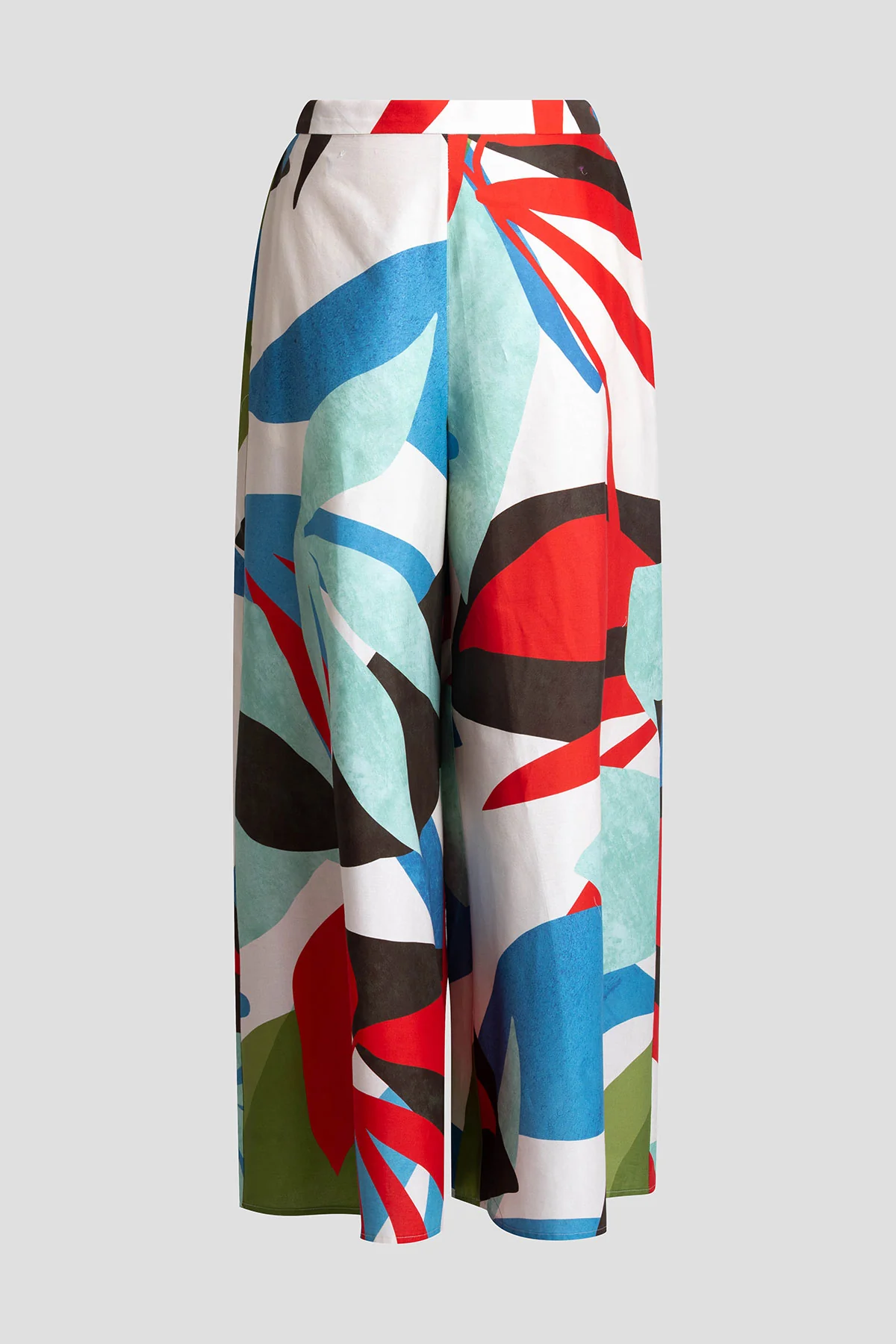 Abstract Palm Cotton Poplin Pull On Palazzo Pants - Image 6