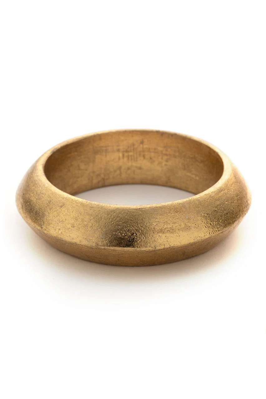 Acacia Wood and Gold Plated Bangle Set
