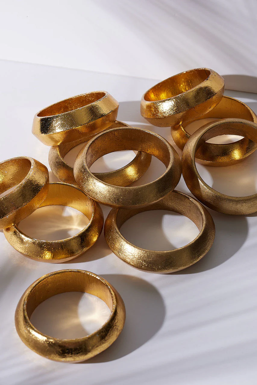 Acacia Wood and Gold Plated Bangle Set - Image 4
