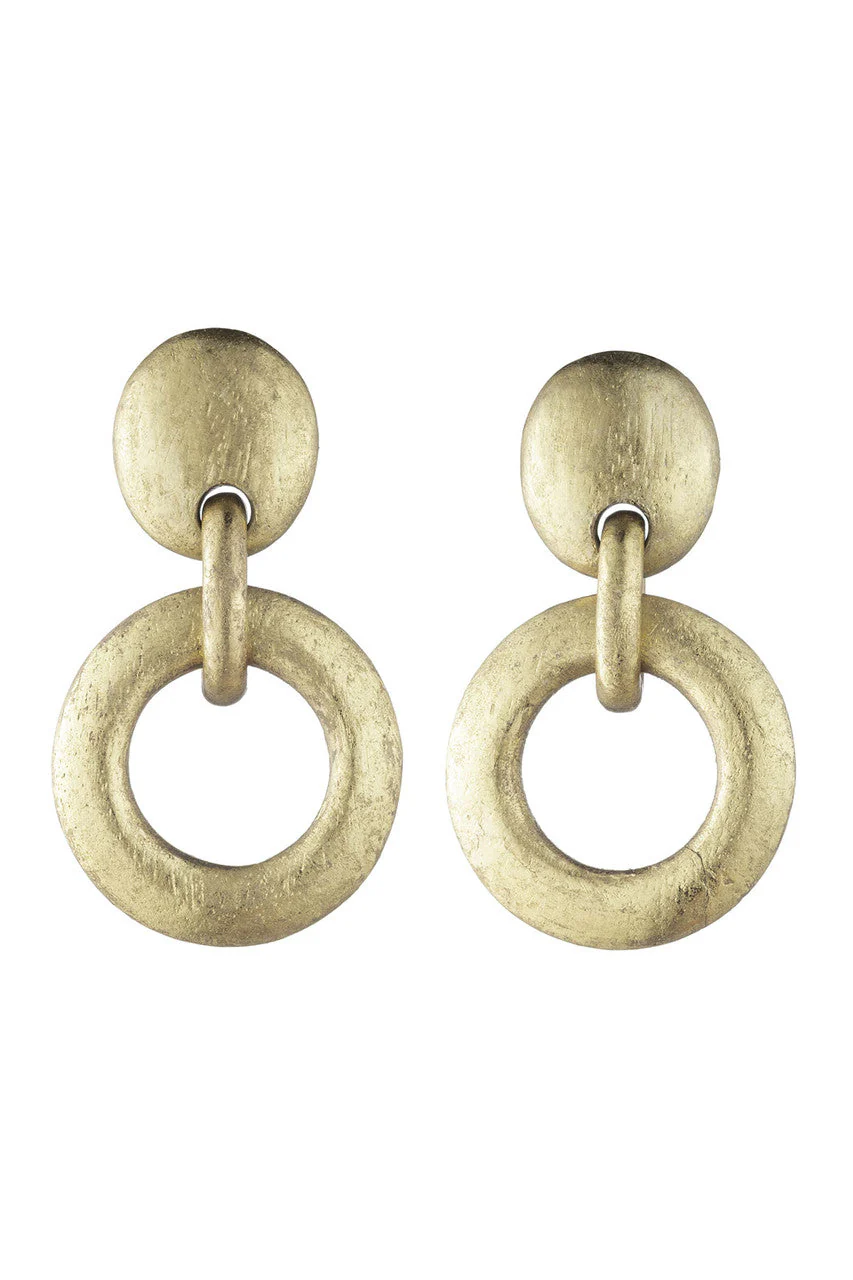 Acacia Wood and Gold Plated Hoop Earrings