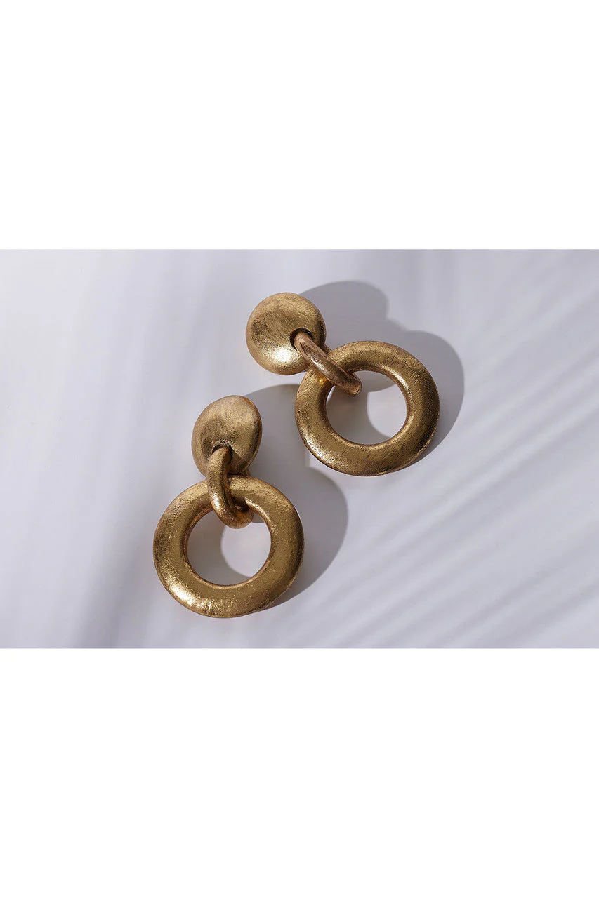 Acacia Wood and Gold Plated Hoop Earrings - Image 2