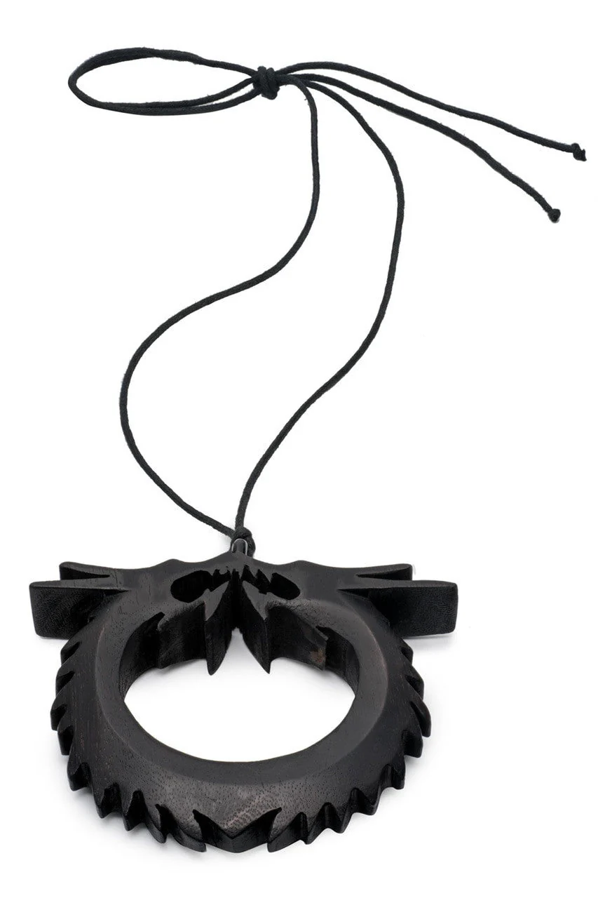 Acacia Wood Double Dragon Necklace - Image 2