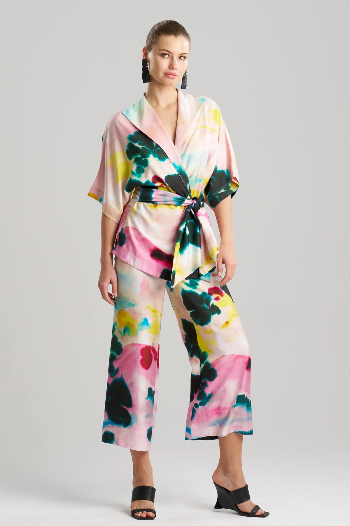 Akiko Printed Cotton Silk Twill Wrap Top - Image 2