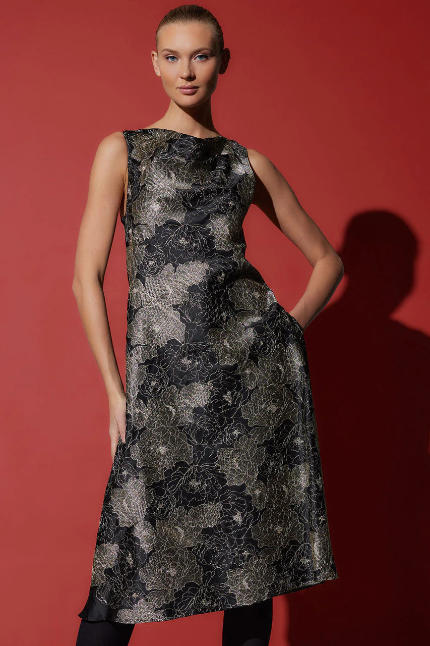 All Over Embroidered Silk Charm Cowl Dress - Image 2