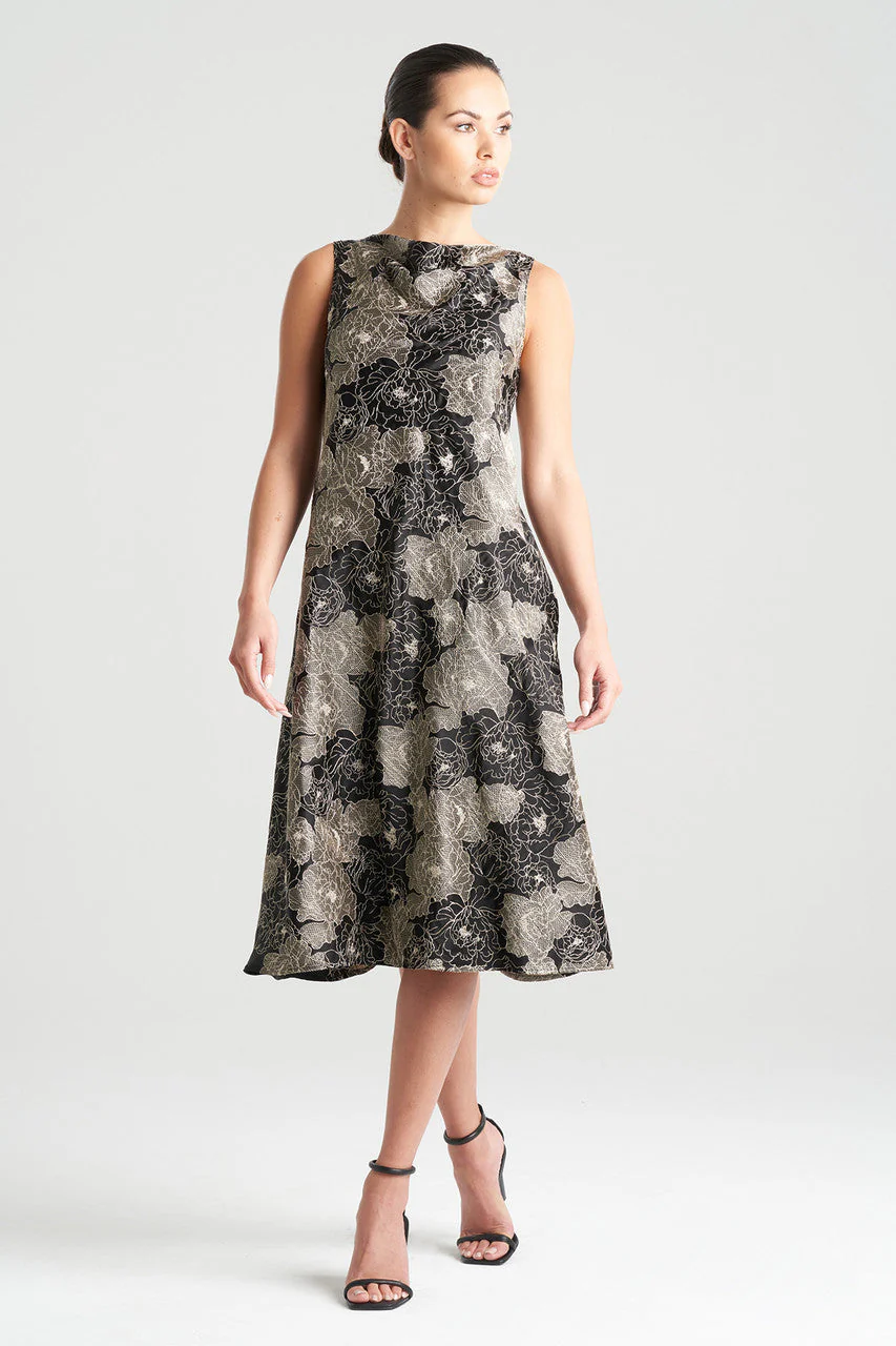 All Over Embroidered Silk Charm Cowl Dress - Image 4