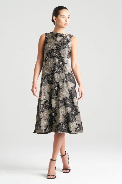 All Over Embroidered Silk Charm Cowl Dress - Image 6