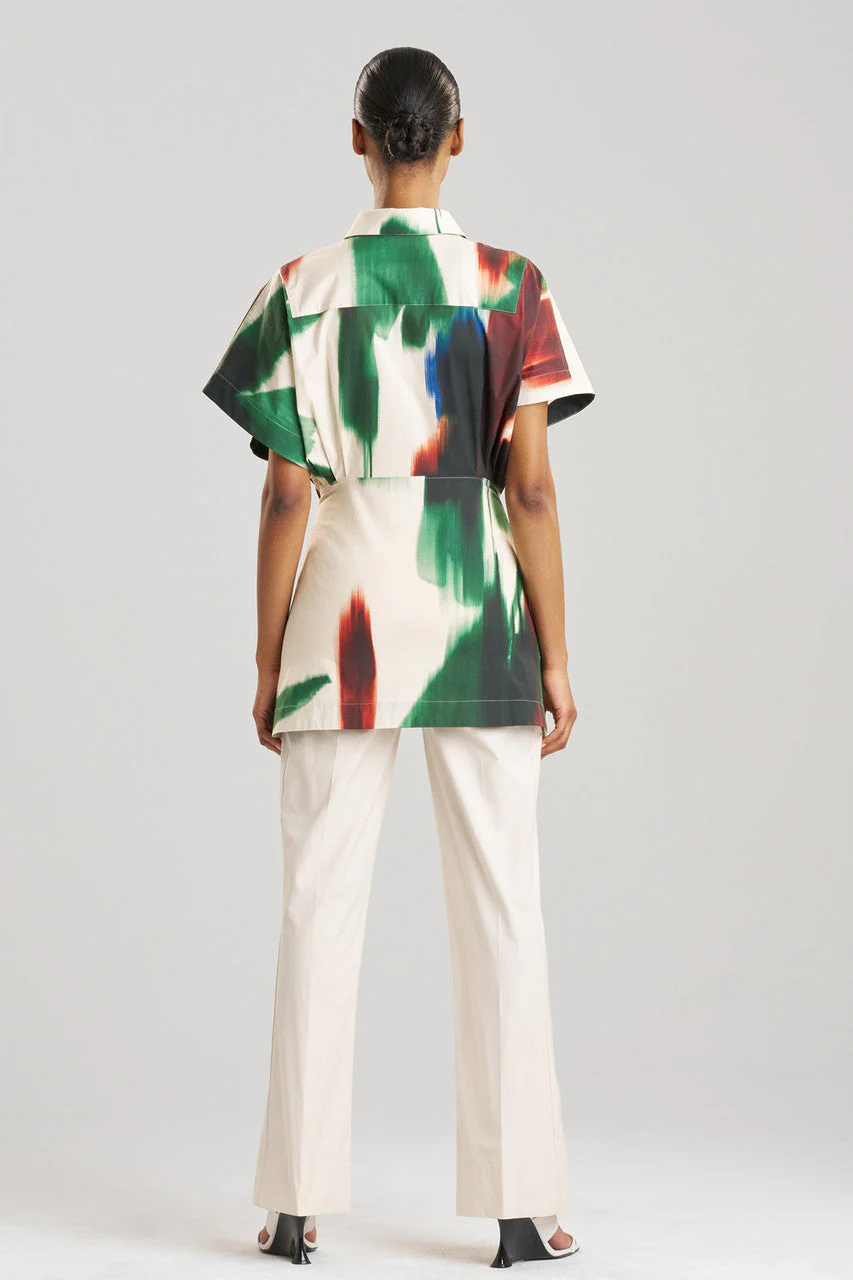 Amalfi Printed Cotton Poplin Kimono Wrap Shirt - Image 4