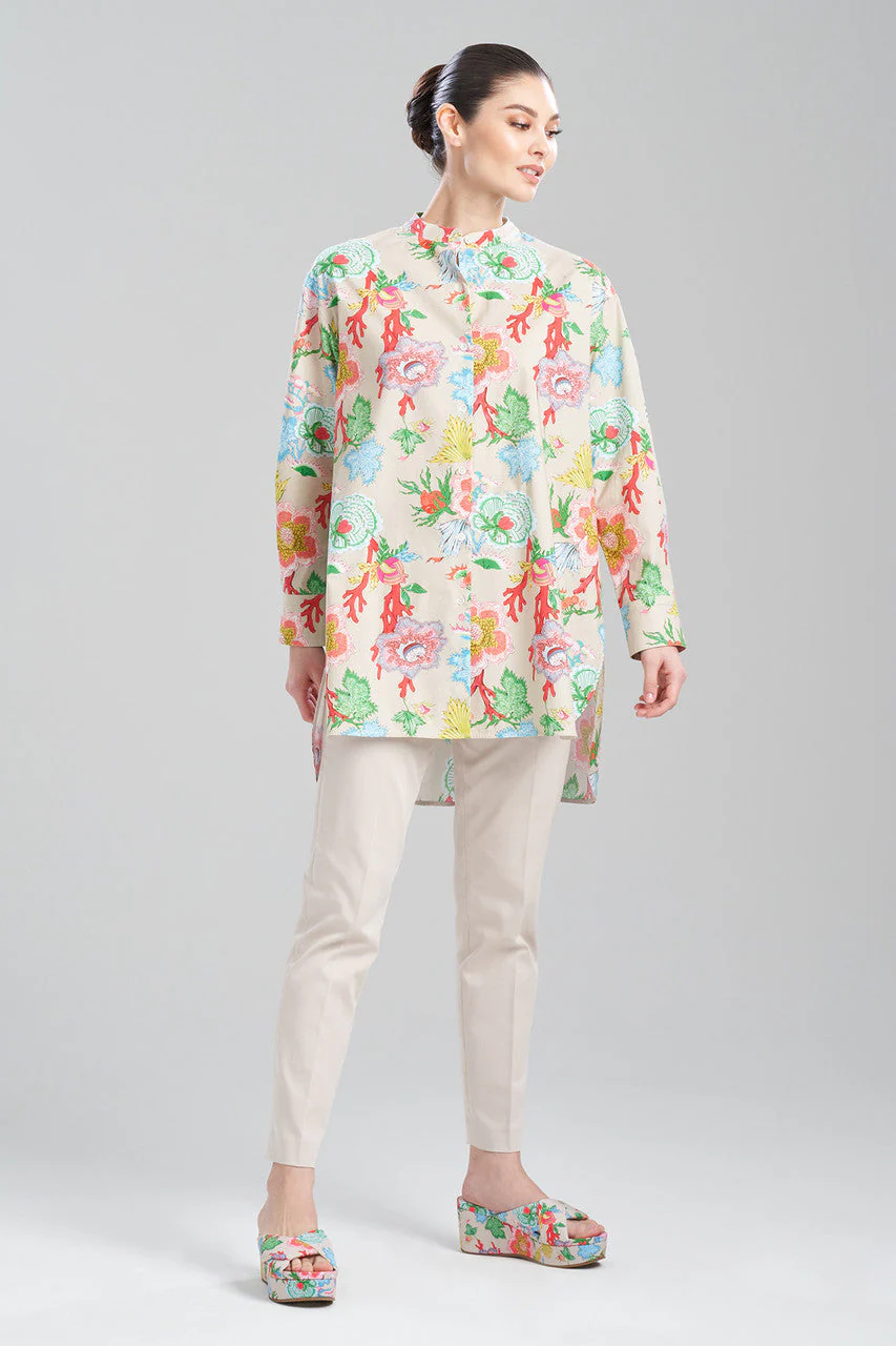 Amanpulo Cotton Poplin Oversized Mandarin Top