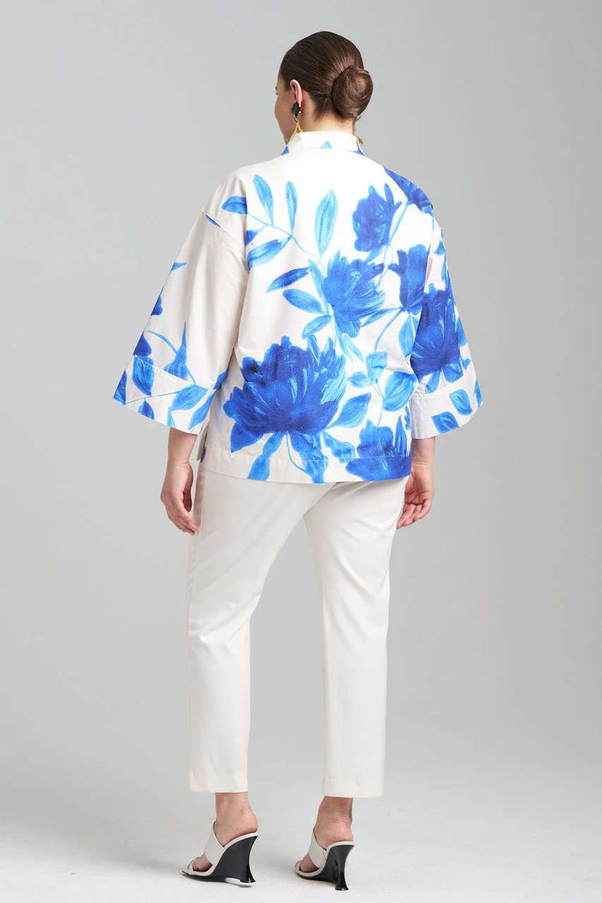 Andora Printed Cotton Poplin Kimono Wrap Shirt - Image 4