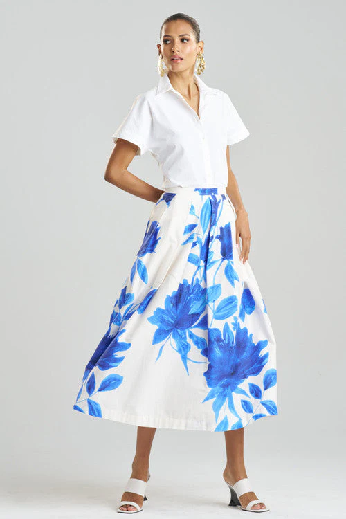 Andora Printed Cotton Poplin Maxi Skirt