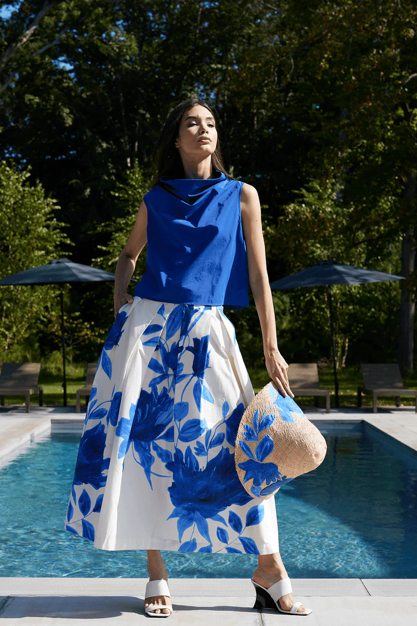 Andora Printed Cotton Poplin Maxi Skirt - Image 4