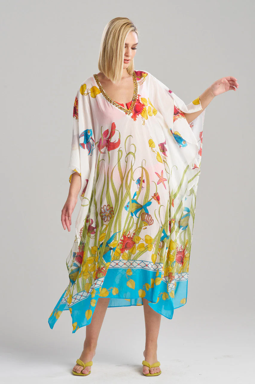 Aquatic Beaded Sheer Caftan - Image 2
