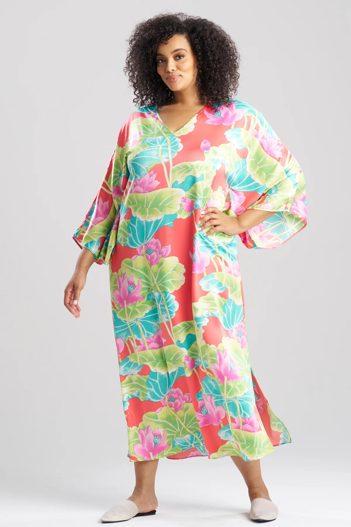 Ascendant Lotus Printed Satin Caftan - Image 3
