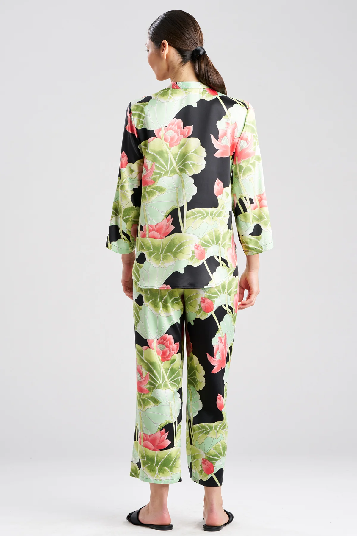 Ascendant Lotus Printed Satin Mandarin PJ Set - Image 4