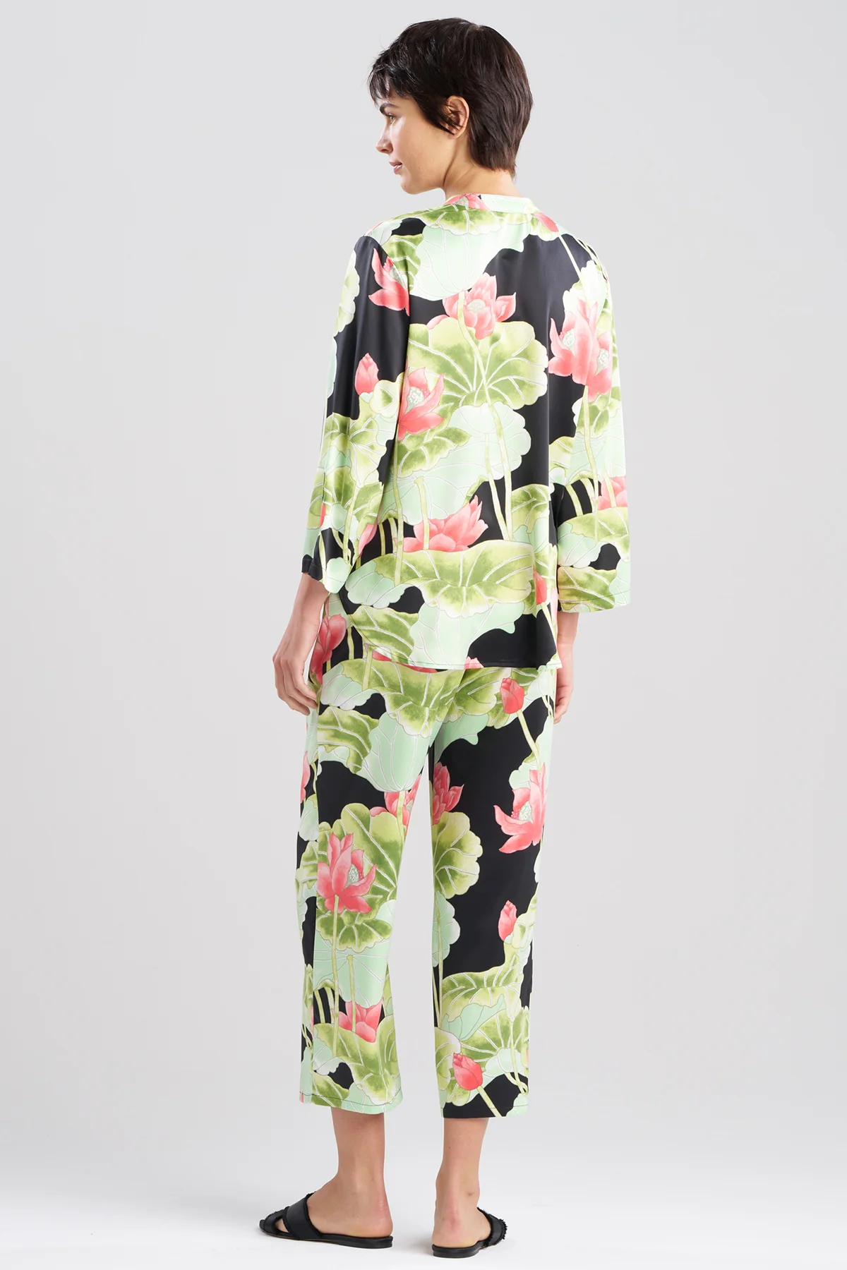 Ascendant Lotus Printed Satin Mandarin PJ Set - Image 6