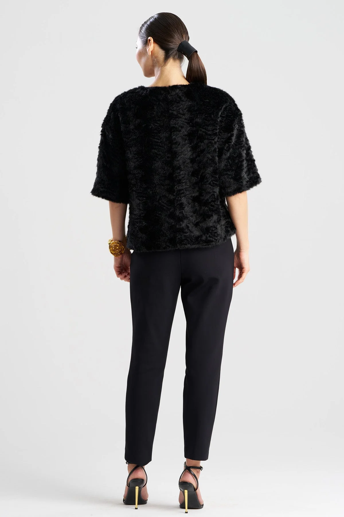 Astrakhan Faux Fur T-Shirt Top - Image 3