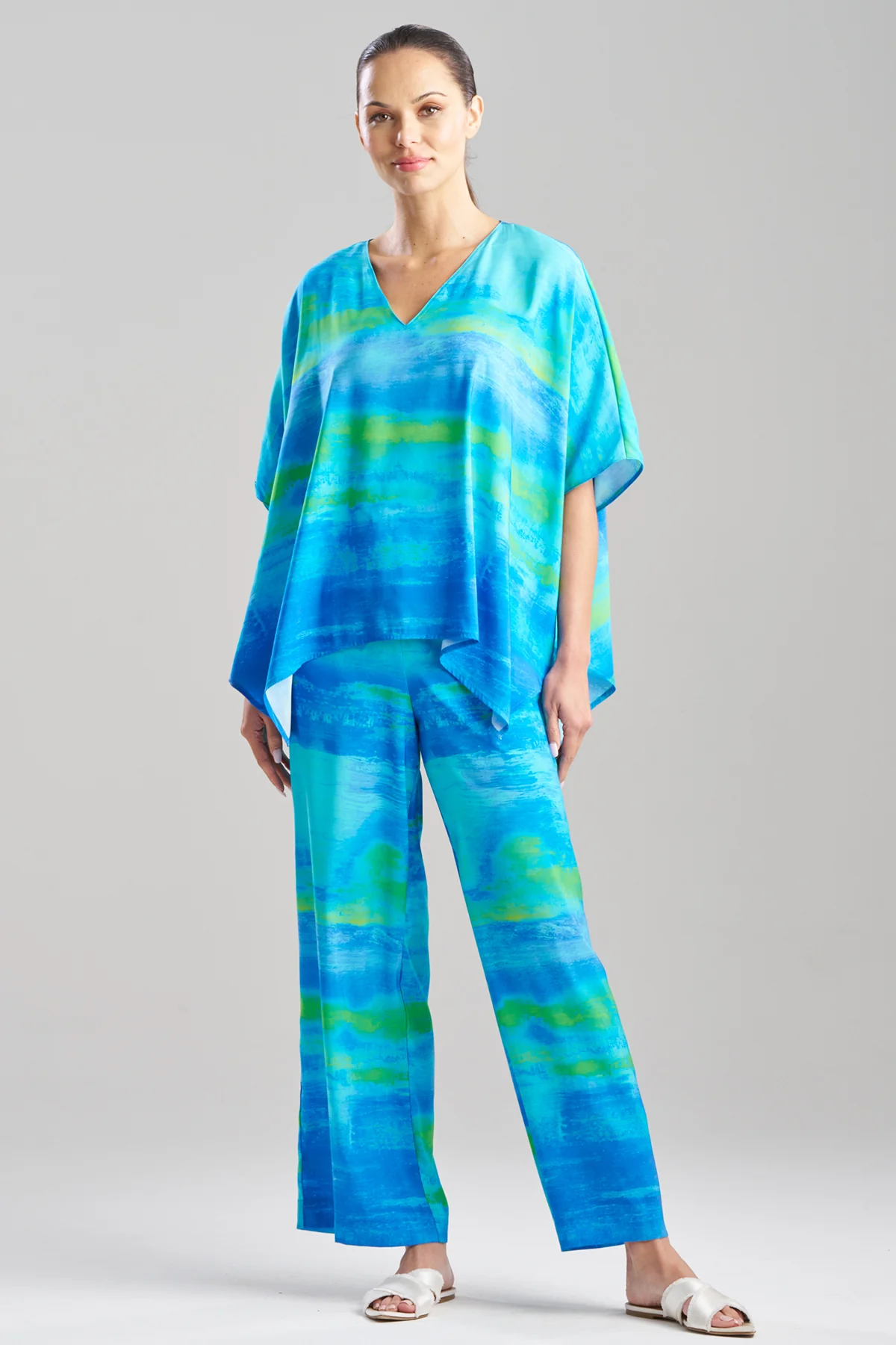 Aurora Printed Satin Caftan Top - Image 2
