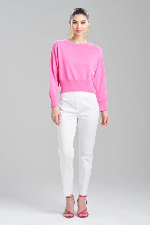 Beijing Textured Knit Crewneck Cropped Sweater