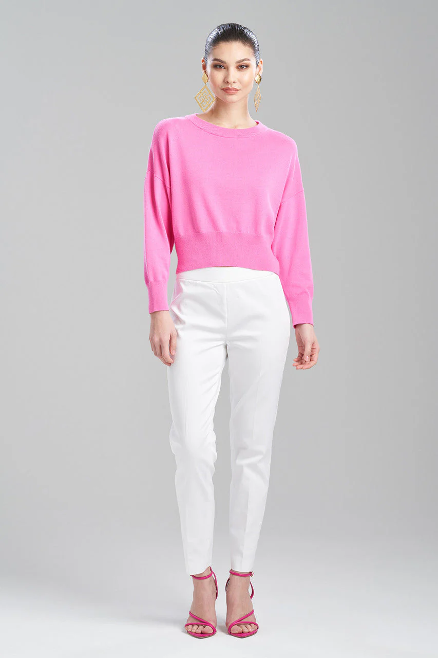 Beijing Textured Knit Crewneck Cropped Sweater - Image 3