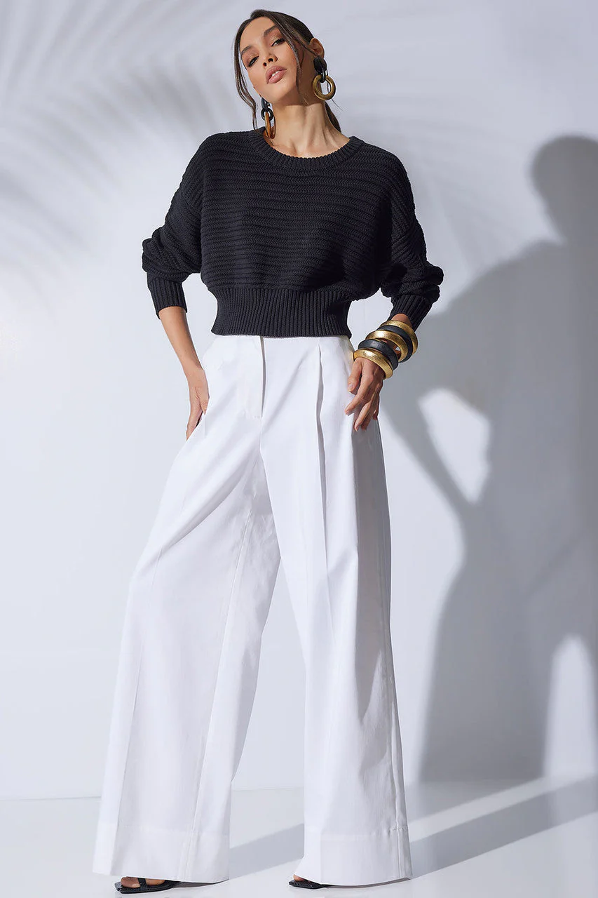Beijing Textured Knit Crop Pullover Top - Image 3