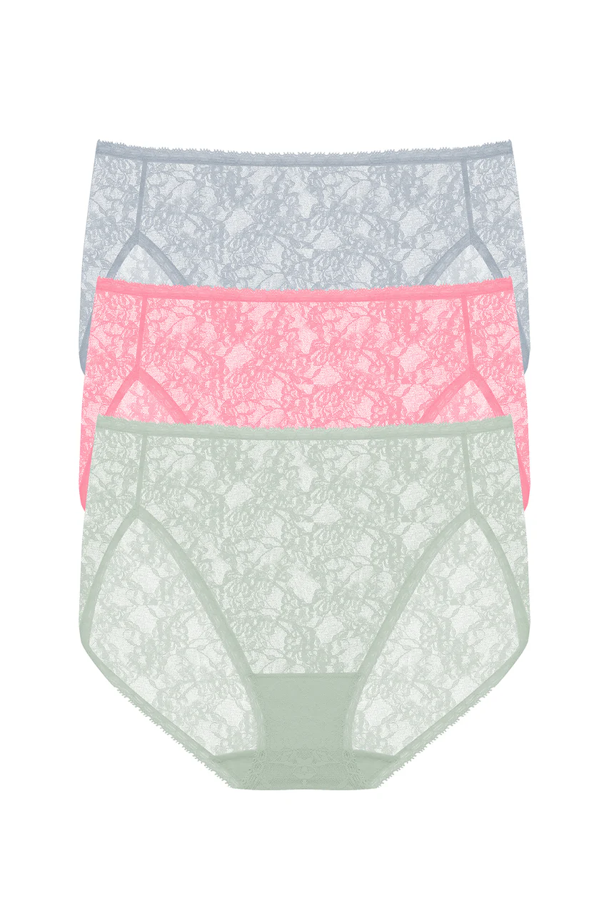 Bliss Allure One-Size Lace French Cut Brief 3-Pack - Image 4