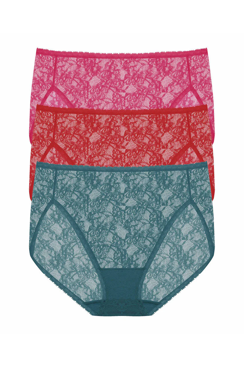 Bliss Allure One-Size Lace French Cut Brief 3-Pack