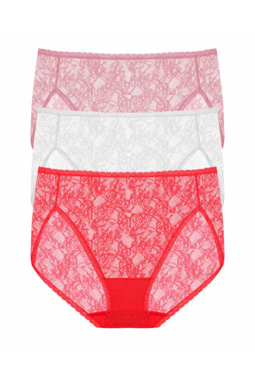 Bliss Allure One-Size Lace French Cut Brief 3-Pack