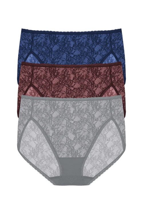 Bliss Allure One-Size Lace French Cut Brief 3-Pack