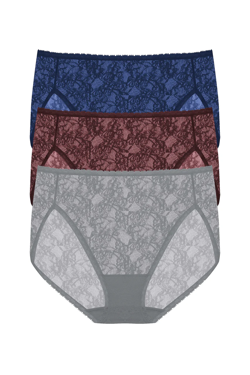 Bliss Allure One-Size Lace French Cut Brief 3-Pack - Image 2