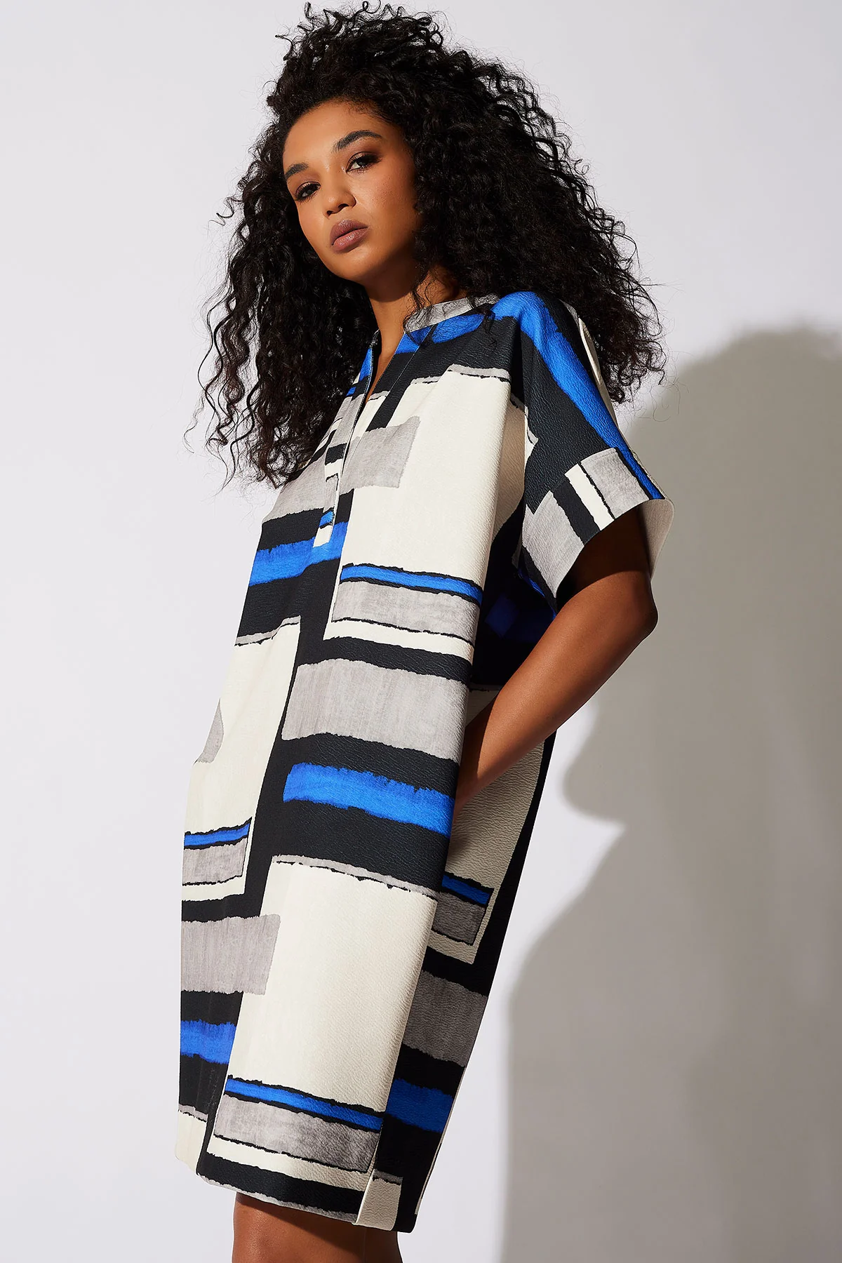 Scuba Crepe Pleated Dress - Image 5