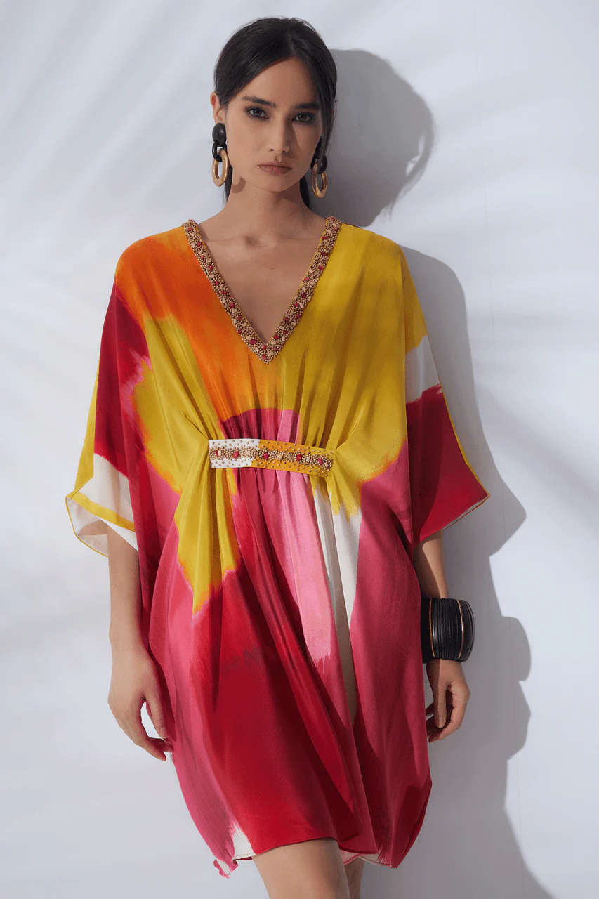 Bohol Embellished Short Silk Caftan - Image 3