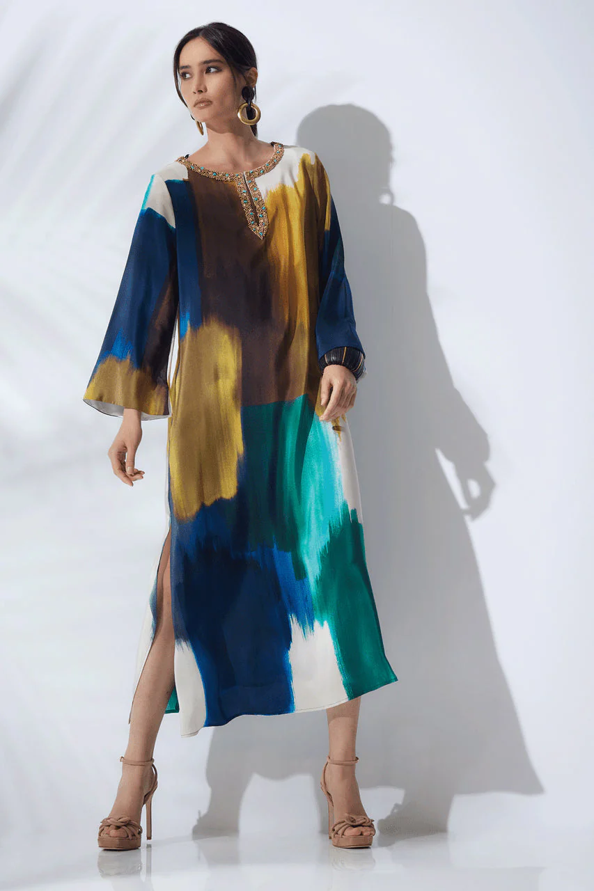 Bohol Embellished Silk Caftan - Image 6