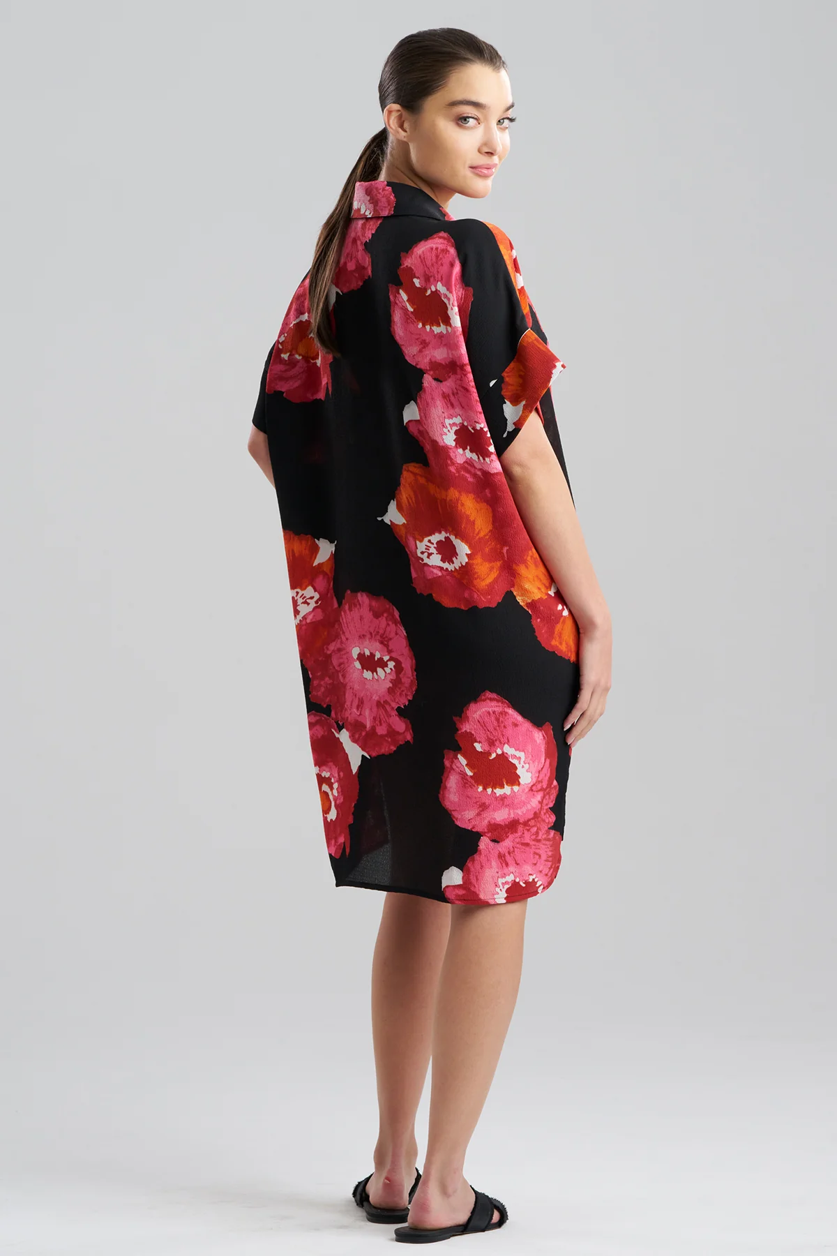 Bold Poppy Crinkle Dolman Shirtdress - Image 2