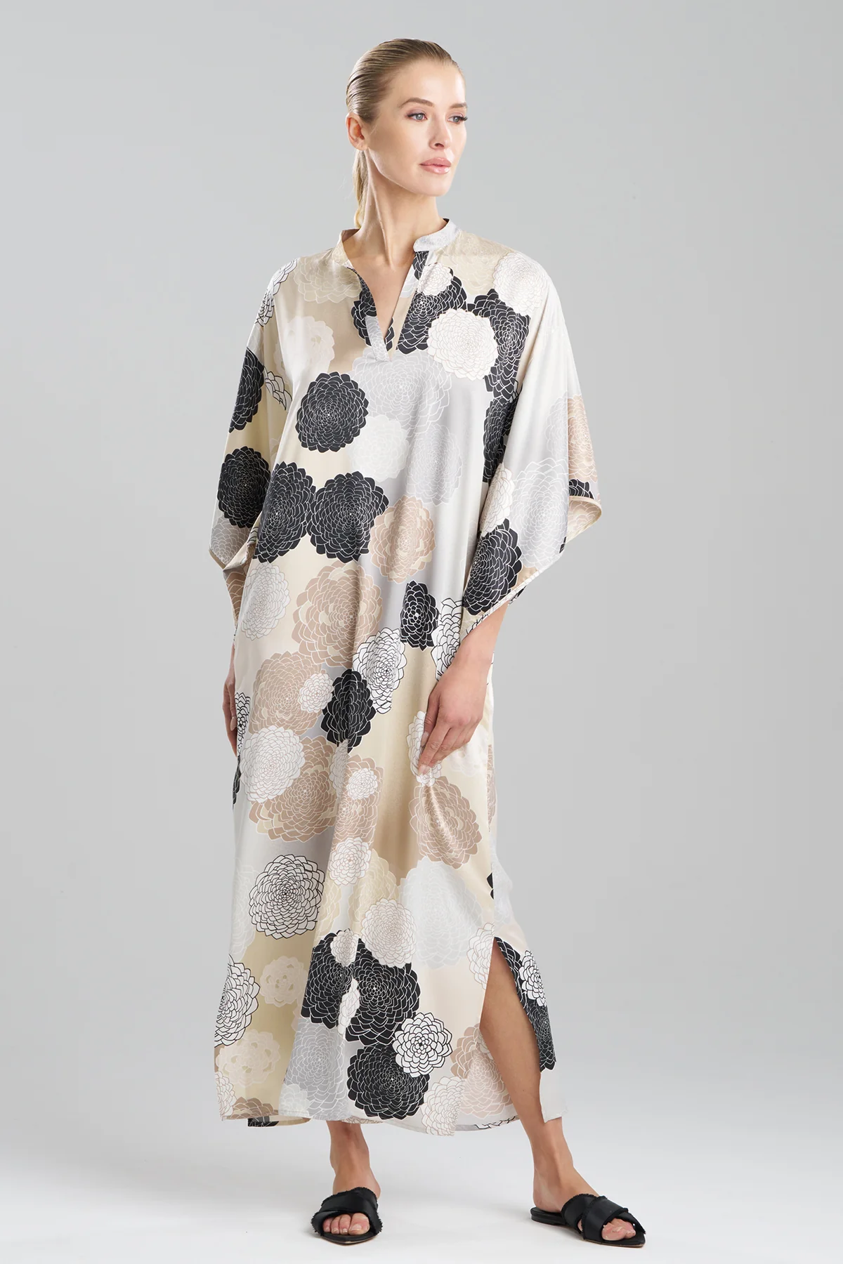 Botanic Melody Satin Mandarin Caftan