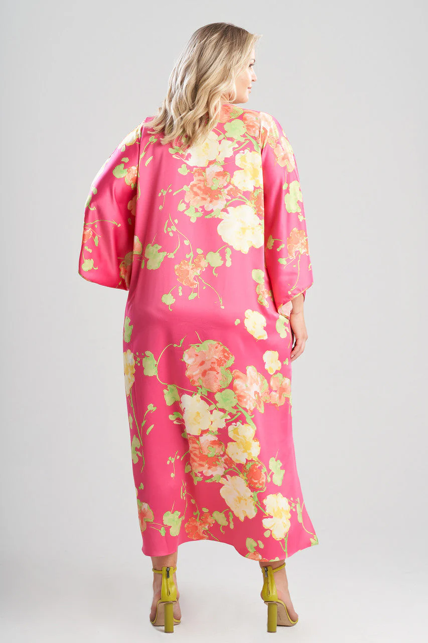 Bouquet-Printed Matte Satin Caftan - Image 5