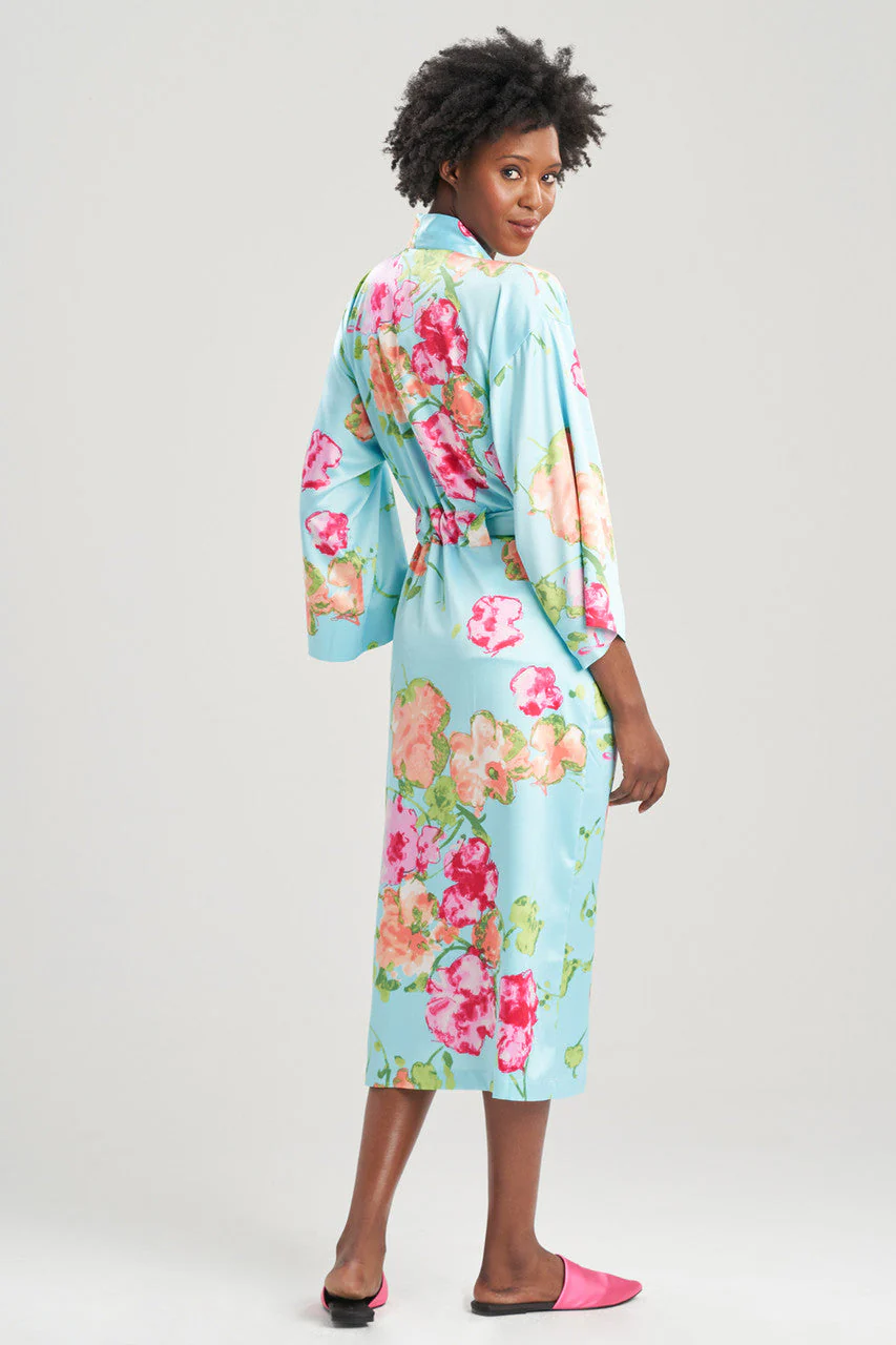 Bouquet-Printed Matte Satin Robe - Image 2