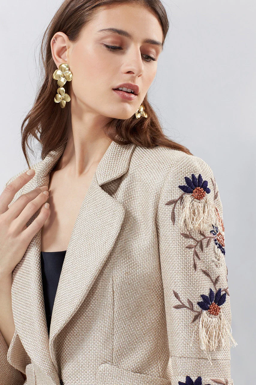 Brass Double Flower Clip Earrings - Image 5