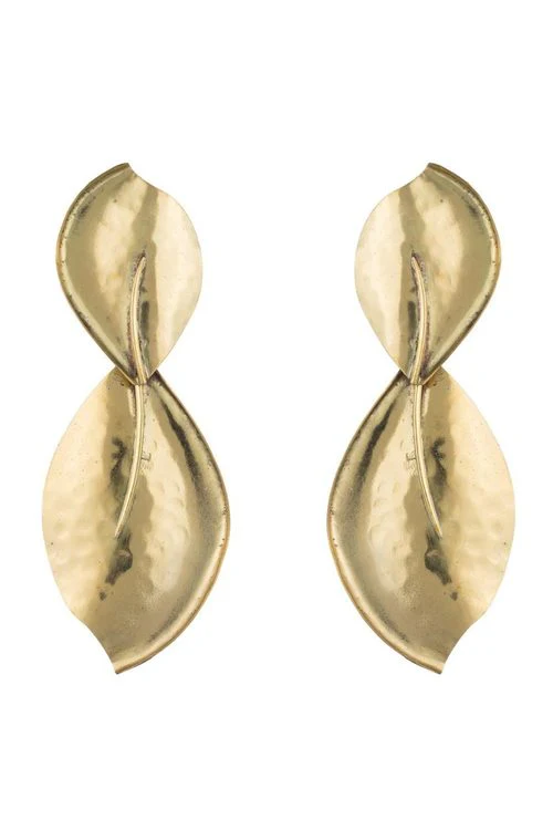 Brass Leaf Clip Earrings
