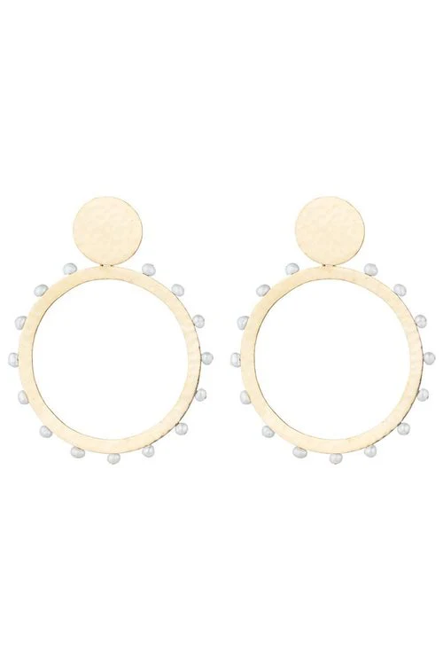 Brass & Mother of Pearl Clip Earrings