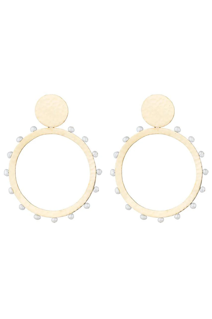Brass & Mother of Pearl Clip Earrings - Image 2
