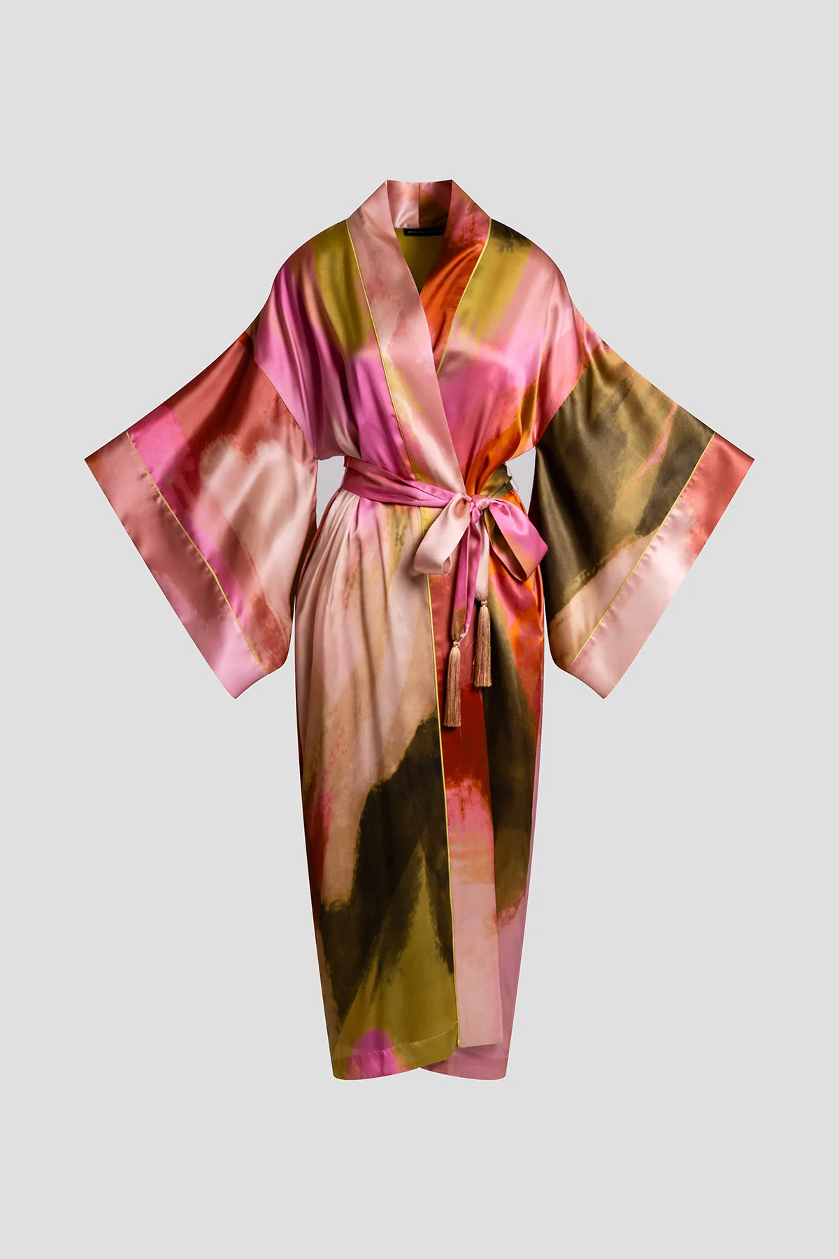 Brushstroke Drop Sleeve Silk Robe - Image 4