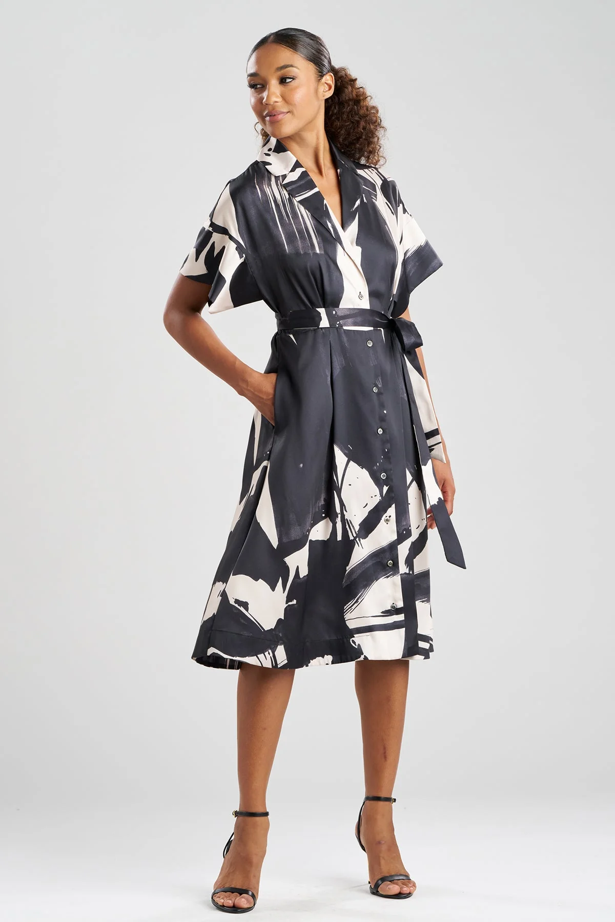 Brushstroke Silky Twill Shirtdress - Image 2