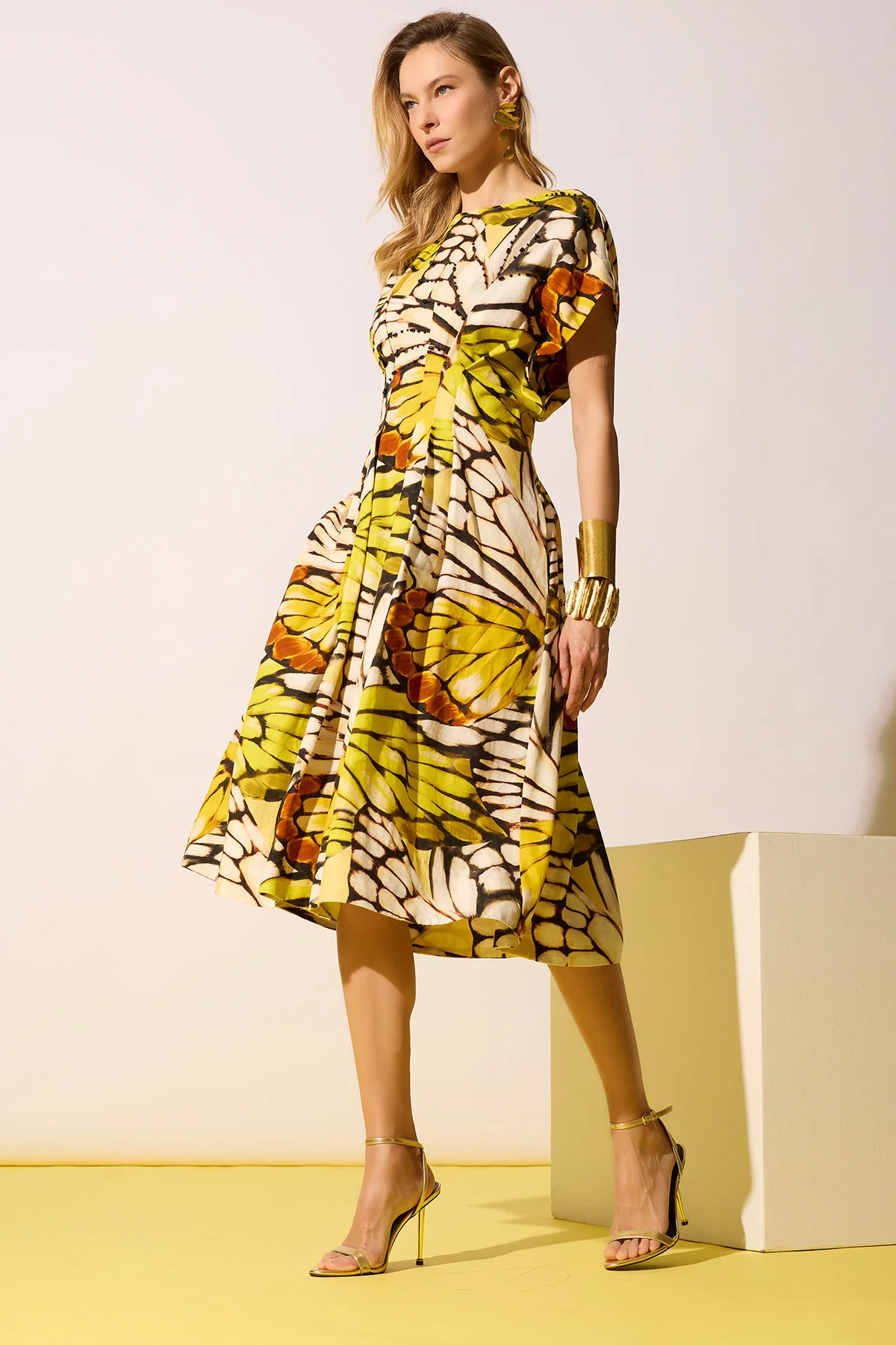 Butterfly Linen Blend Beaded Dress - Image 4