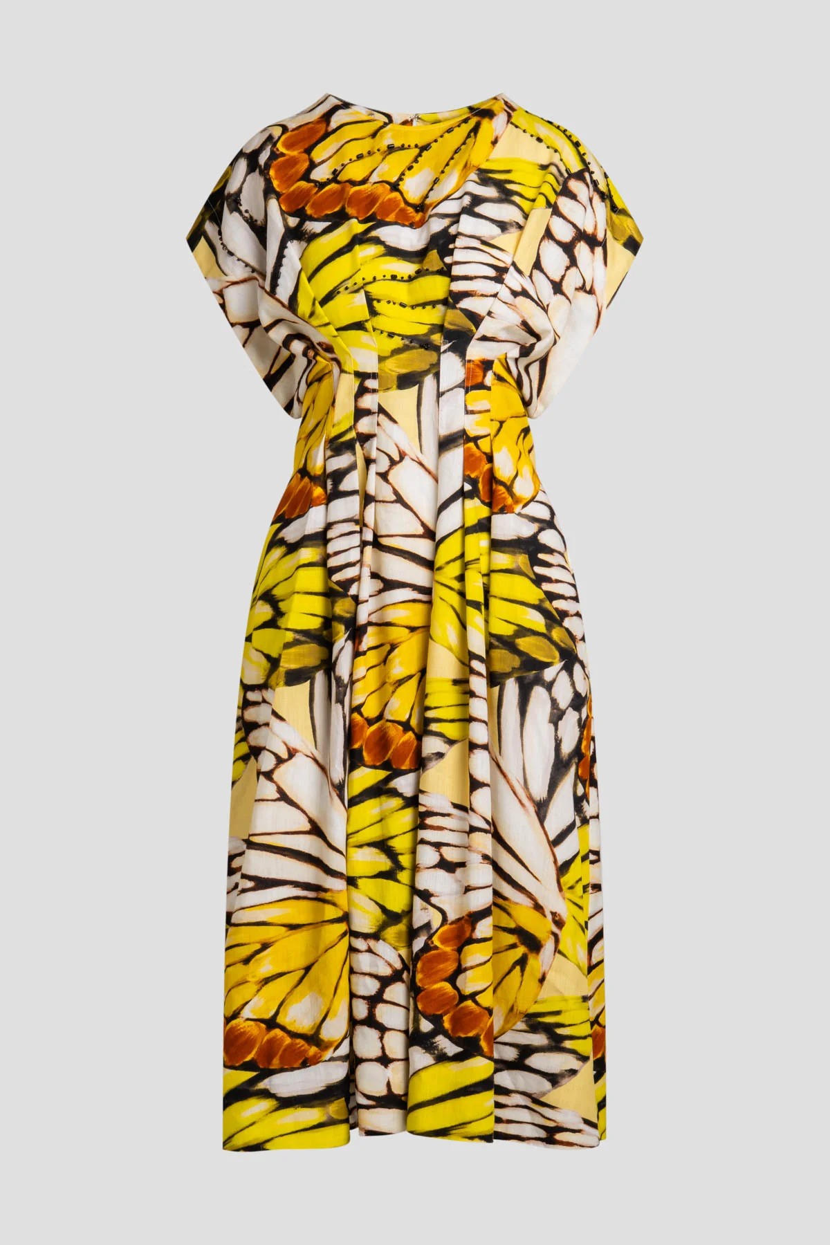 Butterfly Linen Blend Beaded Dress - Image 5