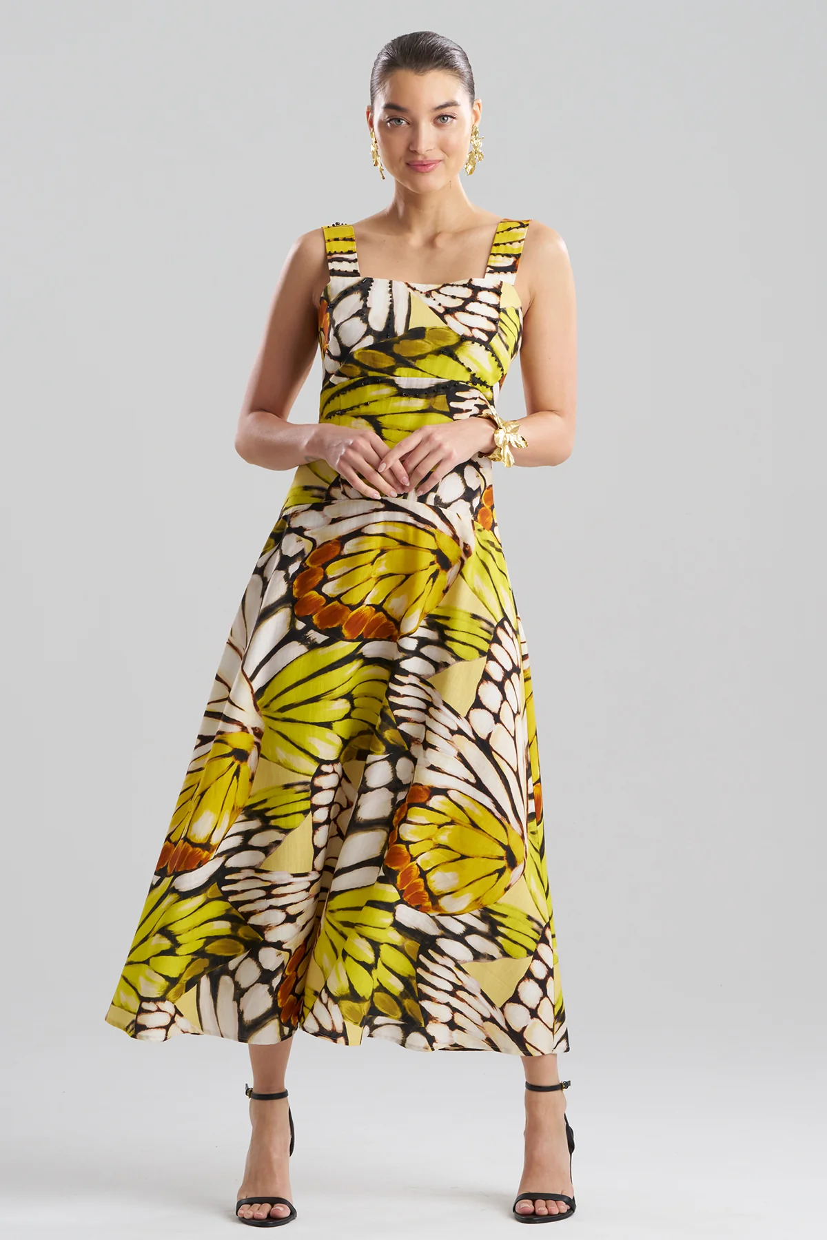 Butterfly Linen Blend Beaded Midi Sundress - Image 2