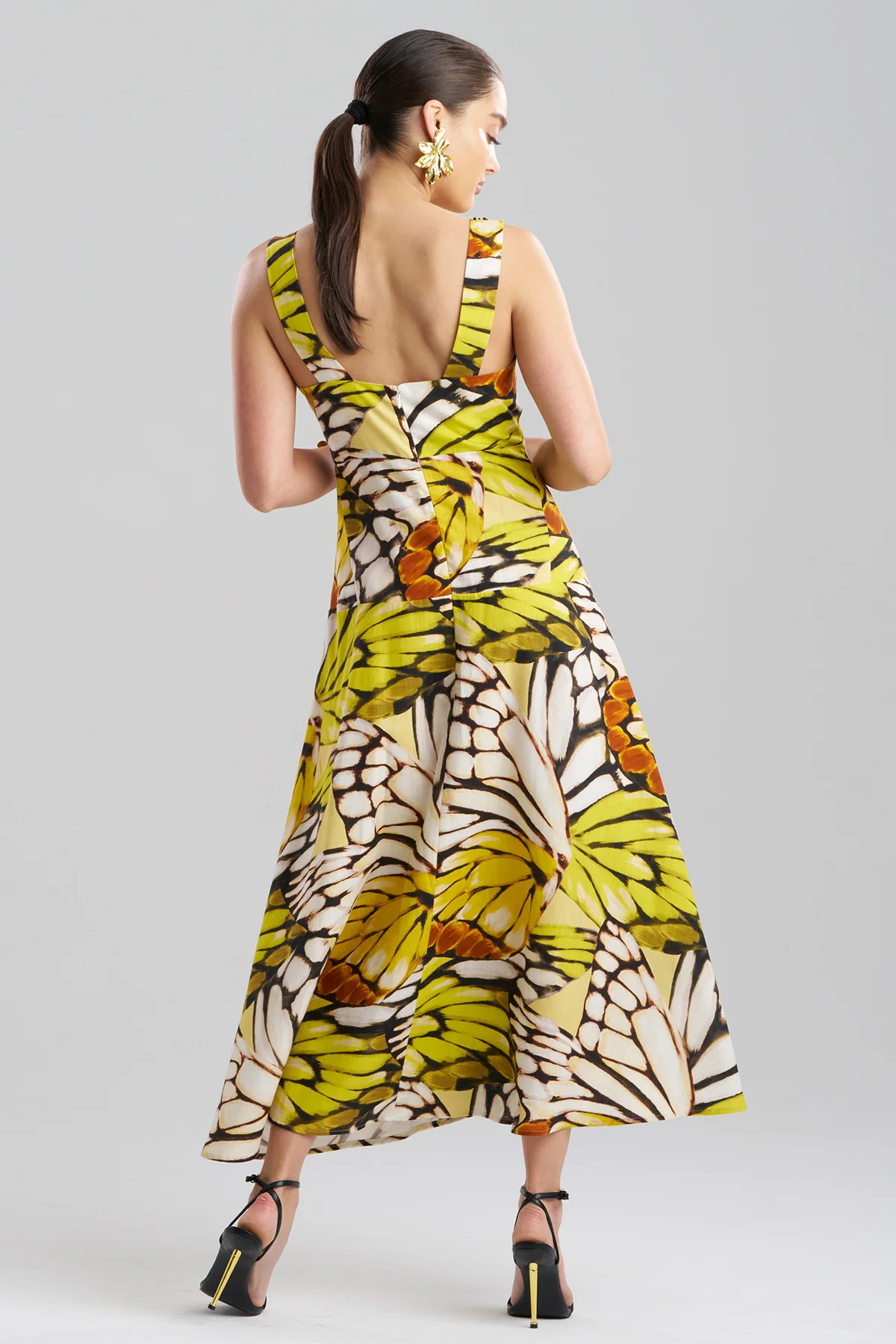 Butterfly Linen Blend Beaded Midi Sundress - Image 3