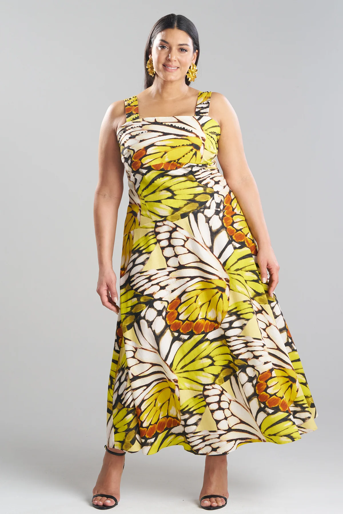 Butterfly Linen Blend Beaded Midi Sundress - Image 4