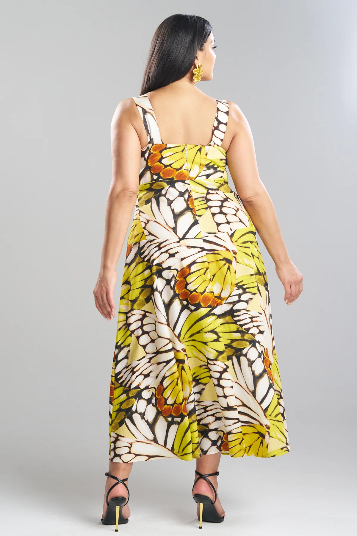 Butterfly Linen Blend Beaded Midi Sundress - Image 5