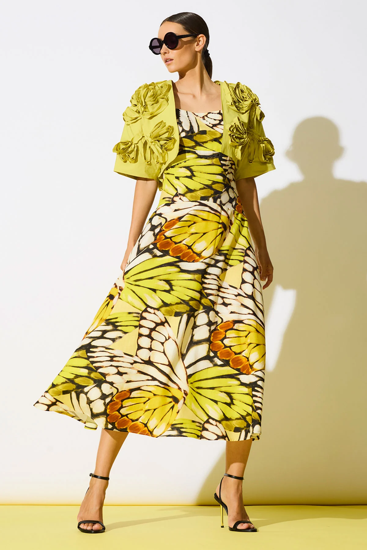 Butterfly Linen Blend Beaded Midi Sundress - Image 6